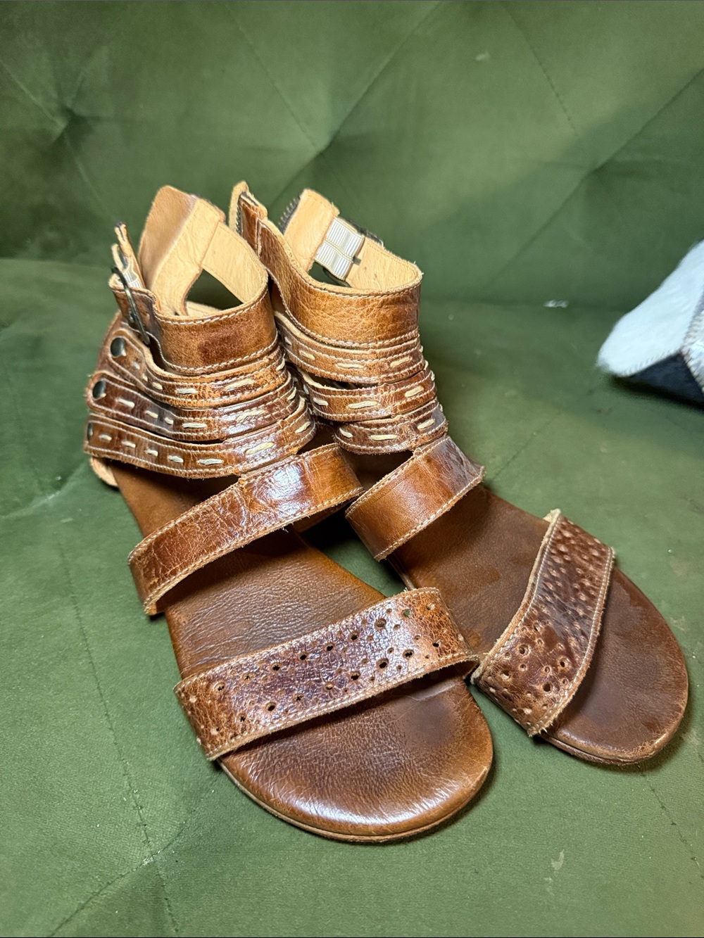 Bed Stu Brown Leather Strappy Gladiator Sandals